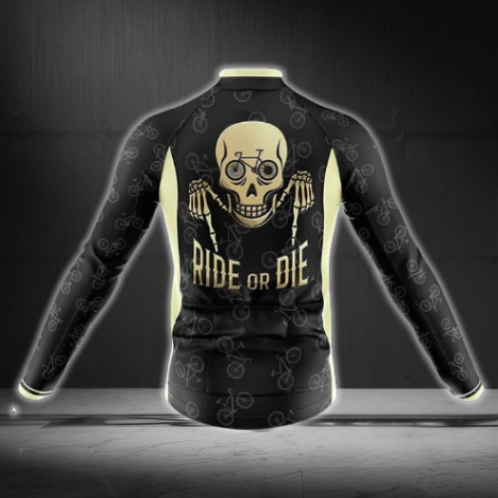 Ride Or Die Skull Cycling Long Sleeve Mens Jersey, Skull Cycling Jersey CG0729