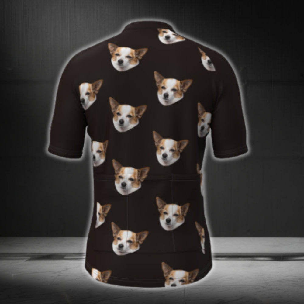 Custom Dog Face Cycling Short Sleeve Jersey For Men, Custom Pet Photo Cycling Jerseys CG0262