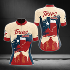 Texas Flag Women's Beige Red And Blue Cycling Short Sleeve Jersey, Texas Cycling Jerseys For Women CZ0160