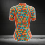 Wife Mom Boss Women's Orange Geometric Cycling Jersey Short Sleeve, Mother's Day Cycling Jerseys CG0068