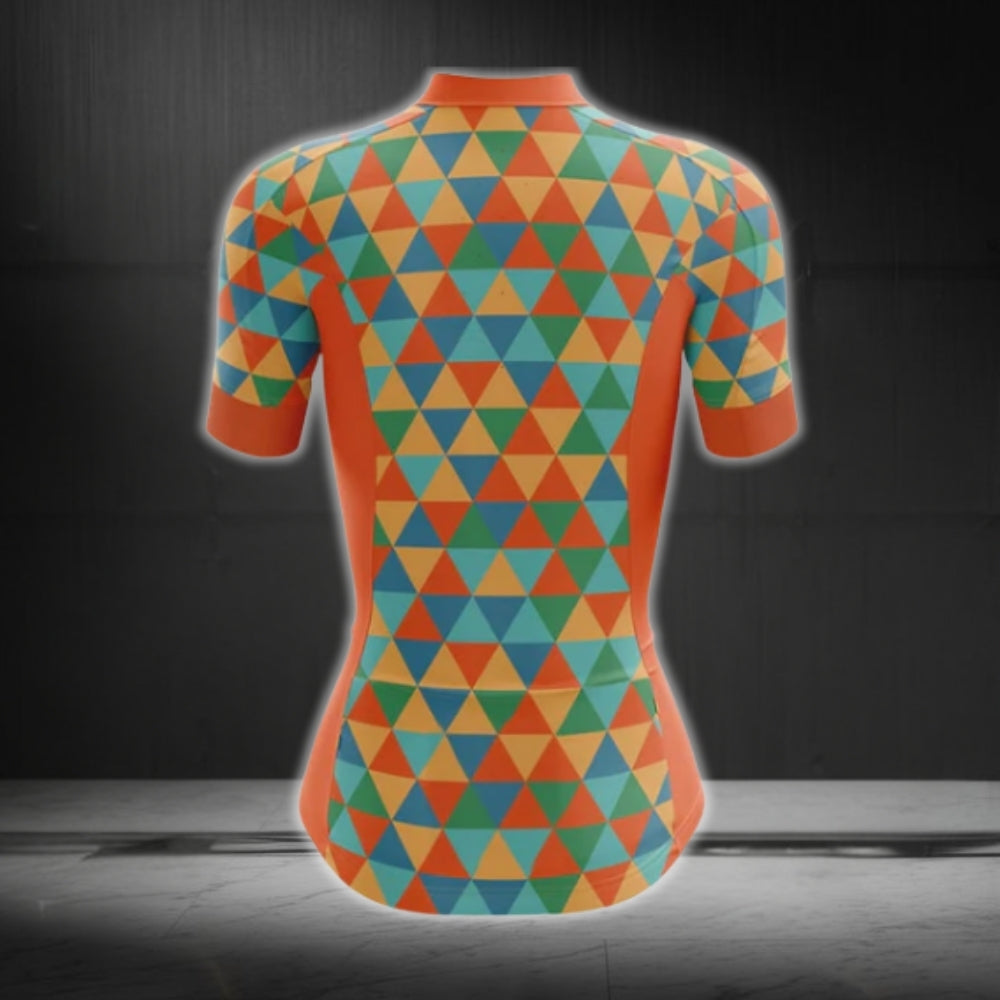 Wife Mom Boss Women's Orange Geometric Cycling Jersey Short Sleeve, Mother's Day Cycling Jerseys CG0068