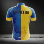 Blue And Yellow Ukraine Flag Cycling Short Sleeve Jersey For Men, Ukraine Cycling Jerseys CG0618