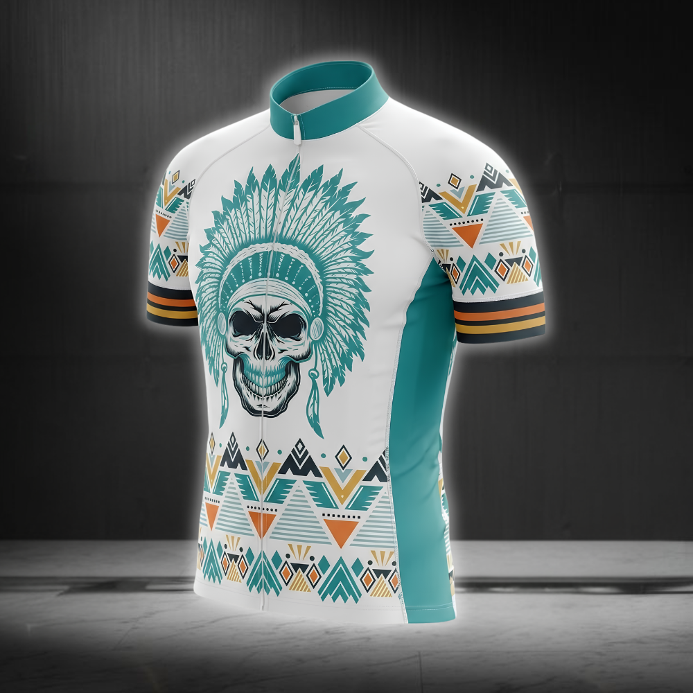Skull Tribal Native Cycling Short Sleeve Jersey For Men, Skull Cycling Jersey CG0841