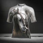 White Horse Short Sleeve Cycling Jersey Women, Horse Lovers Cycling Jerseys For Ladies CG0342