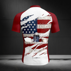 White And Red Grunge USA Flag Cycling Short Sleeve Jersey For Men, Patriotic Cycling Jerseys CZ0149