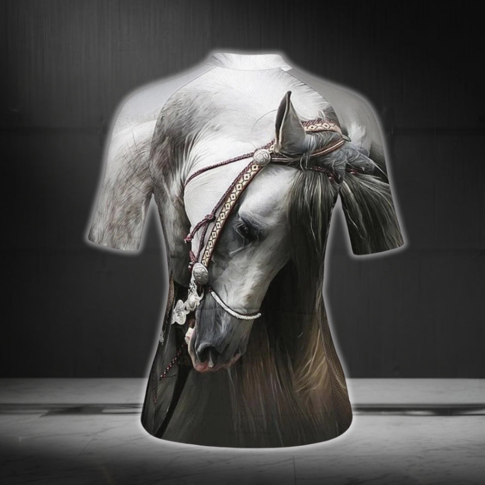 White Horse Short Sleeve Cycling Jersey Women, Horse Lovers Cycling Jerseys For Ladies CG0342