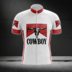 Texas Cowboy White Red Cycling Short Sleeve Men Jersey, Texas Cycling Jerseys CG0565