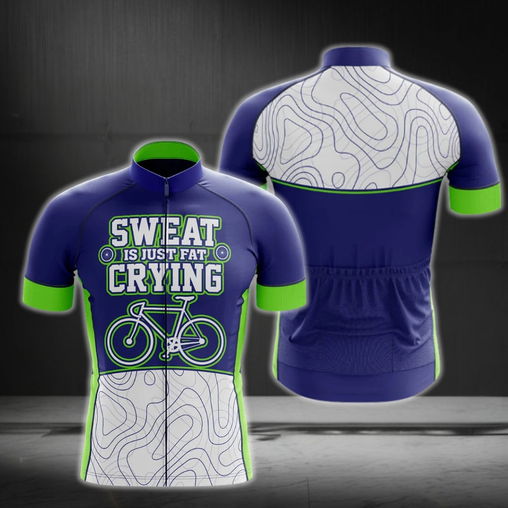 Sweat Is Just Fat Crying Short Sleeve Cycling Jersey For Men, Funny Cycling Jerseys CG0216