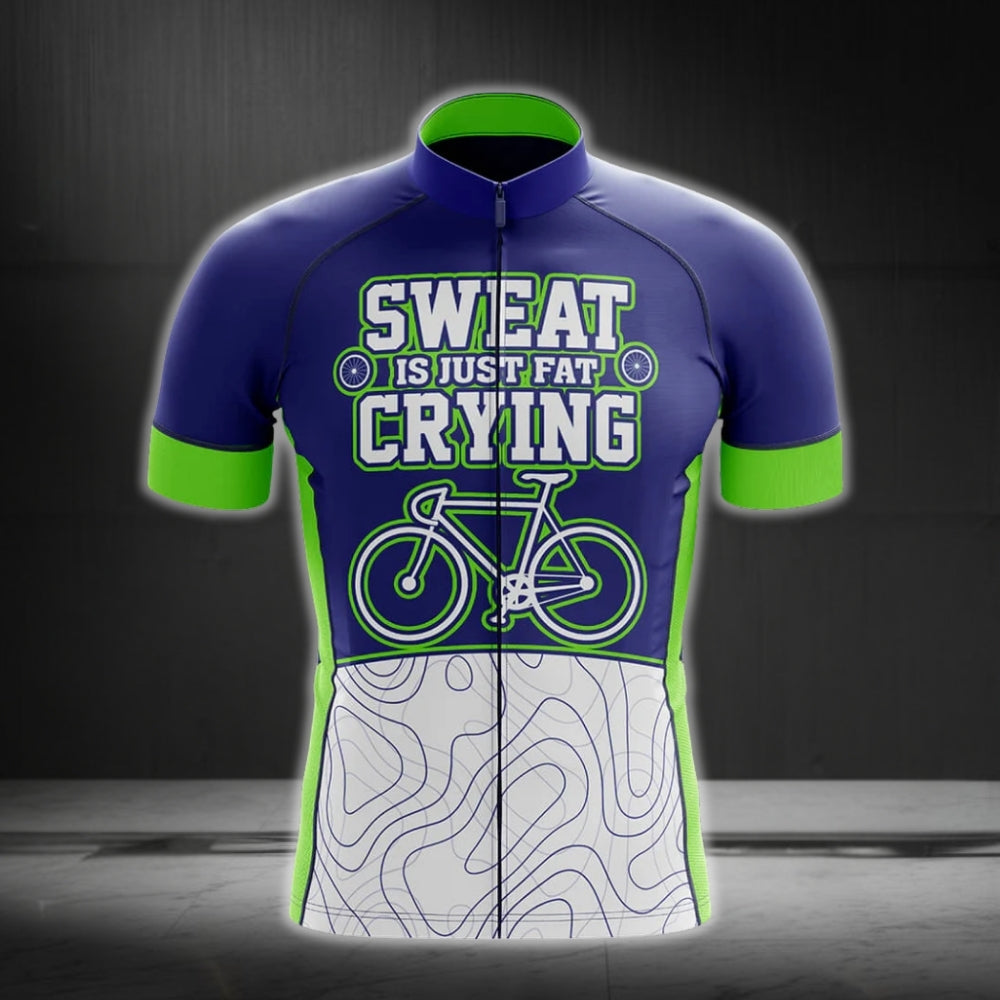 Sweat Is Just Fat Crying Short Sleeve Cycling Jersey For Men, Funny Cycling Jerseys CG0216