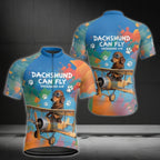 Dachshund Can Fly Men's Colorful Cycling Short Sleeve Jerseys, Dachshund Cycling Jerseys For Mens CE0026