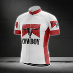 Texas Cowboy White Red Cycling Short Sleeve Men Jersey, Texas Cycling Jerseys CG0565