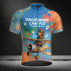 Dachshund Can Fly Men's Colorful Cycling Short Sleeve Jerseys, Dachshund Cycling Jerseys For Mens CE0026