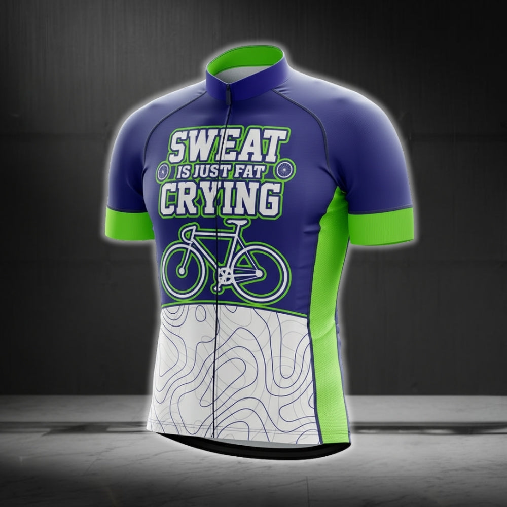 Sweat Is Just Fat Crying Short Sleeve Cycling Jersey For Men, Funny Cycling Jerseys CG0216