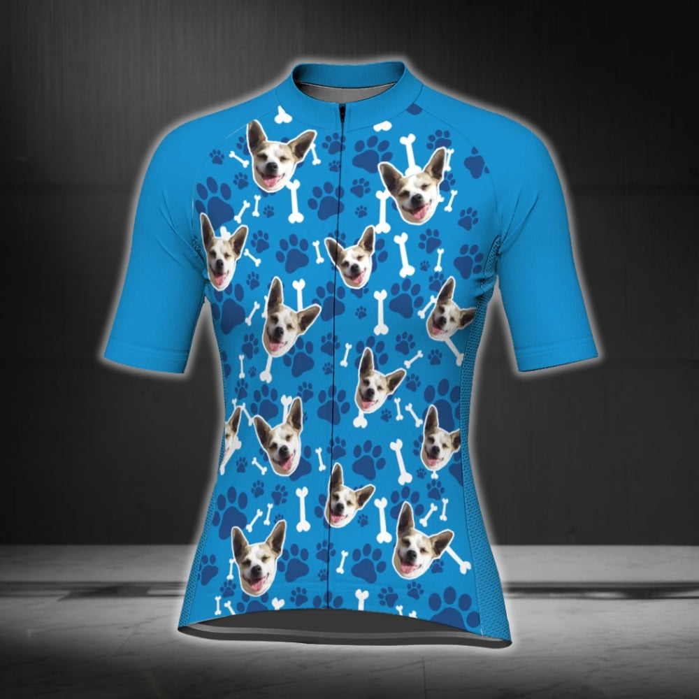 Custom Dog Face Cycling Short Sleeve Jersey For Women, Custom Pets Photo Cycling Jerseys CG0343