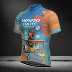 Dachshund Can Fly Men's Colorful Cycling Short Sleeve Jerseys, Dachshund Cycling Jerseys For Mens CE0026