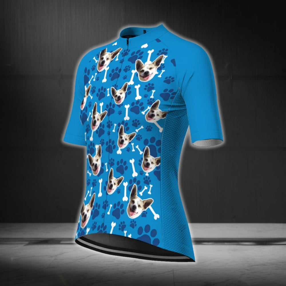 Custom Dog Face Cycling Short Sleeve Jersey For Women, Custom Pets Photo Cycling Jerseys CG0343