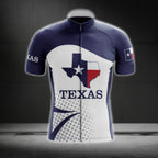 Blue And White Texas Short Sleeve Cycling Jersey Mens, Texas State Cycling Jerseys CG0567