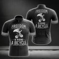 Freedom Is Riding A Bicyle Men's Cycling Jersey Short Sleeve, Black Cycling Jerseys For Mens CG0218