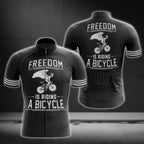 Freedom Is Riding A Bicyle Men's Cycling Jersey Short Sleeve, Black Cycling Jerseys For Mens CG0218