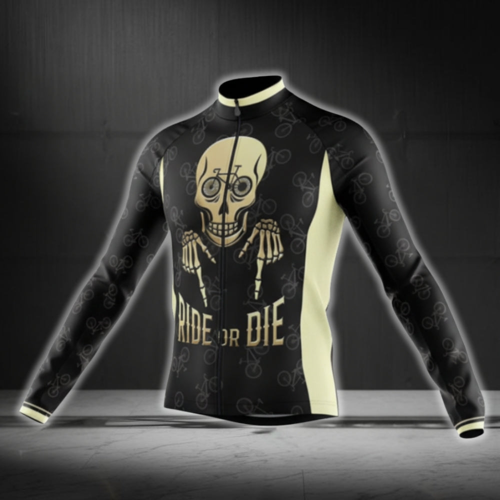 Ride Or Die Skull Cycling Long Sleeve Mens Jersey, Skull Cycling Jersey CG0729