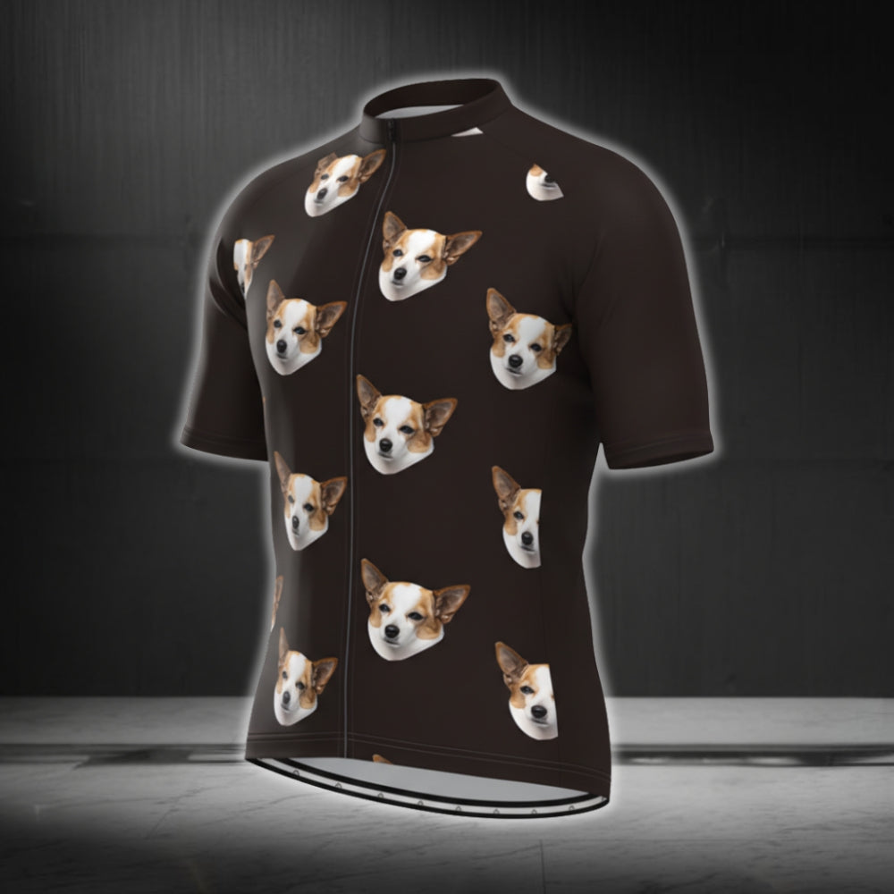 Custom Dog Face Cycling Short Sleeve Jersey For Men, Custom Pet Photo Cycling Jerseys CG0262