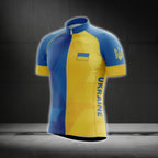 Blue And Yellow Ukraine Flag Cycling Short Sleeve Jersey For Men, Ukraine Cycling Jerseys CG0618