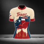 Texas Flag Women's Beige Red And Blue Cycling Short Sleeve Jersey, Texas Cycling Jerseys For Women CZ0160