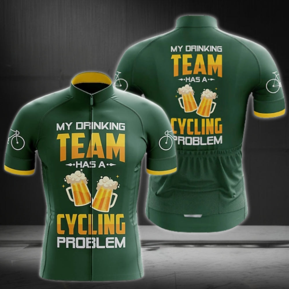 My Drinking Team Has A Cycling Problem Men's Short Sleeve Cycling Jersey, Beer Funny Cyclimg Jersey For Men CE0009
