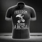 Freedom Is Riding A Bicyle Men's Cycling Jersey Short Sleeve, Black Cycling Jerseys For Mens CG0218