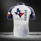 Blue And White Texas Short Sleeve Cycling Jersey Mens, Texas State Cycling Jerseys CG0567
