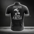 Freedom Is Riding A Bicyle Men's Cycling Jersey Short Sleeve, Black Cycling Jerseys For Mens CG0218