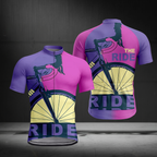 Blue And Red Ride Cycling Short Sleeve Jersey For Men, Men's Cycling Jerseys CZ0152