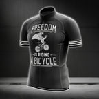 Freedom Is Riding A Bicyle Men's Cycling Jersey Short Sleeve, Black Cycling Jerseys For Mens CG0218