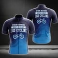 When Nothing Goes Right I Go Cycling Cycling Short Sleeve Jerseys For Men, Blue Cycling Jerseys Men CG0219