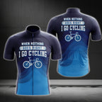 When Nothing Goes Right I Go Cycling Cycling Short Sleeve Jerseys For Men, Blue Cycling Jerseys Men CG0219