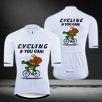 Cycling If You Can Men's White Cycling Short Sleeve Jersey, Funny Turtle Sloth Cycling Jerseys CE0029