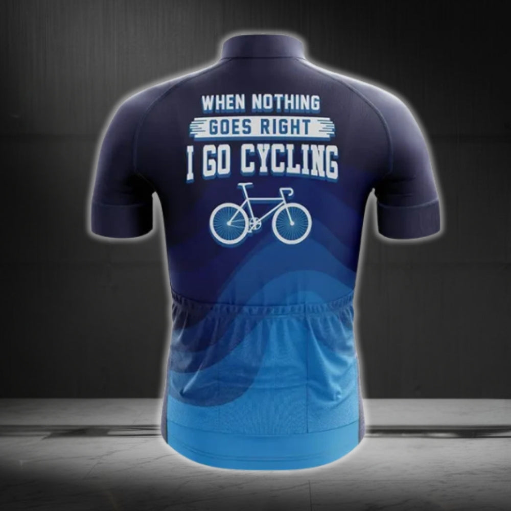 When Nothing Goes Right I Go Cycling Cycling Short Sleeve Jerseys For Men, Blue Cycling Jerseys Men CG0219