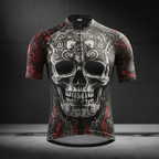 Black And Red Skeleton Cycling Short Sleeve Jersey For Men, Skull Cycling Jerseys CZ0153