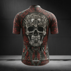 Black And Red Skeleton Cycling Short Sleeve Jersey For Men, Skull Cycling Jerseys CZ0153