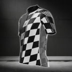 Black And White Checkered Cycling Short Sleeve Men's Jersey, Checkered Cycling Jerseys CG0445