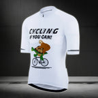 Cycling If You Can Men's White Cycling Short Sleeve Jersey, Funny Turtle Sloth Cycling Jerseys CE0029