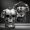 Skull Black And White Cycling Short Sleeve Jersey For Mens, Skull Cycling Jerseys CE0010