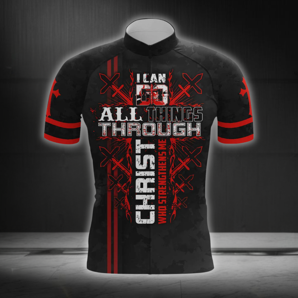 I Can Do All Through Christ Who Strengthens Me Cycling Short Sleeve For Men, Christian Cycling Jersey CG0842