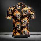 Flame Skull Cycling Short Sleeve Mens Jersey, Skull Cycling Jersey For Mens CE0030