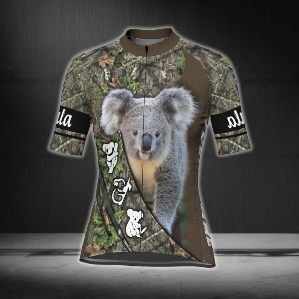 Custom Camo Koala Short Sleeve Women's Cycling Jersey, Custom Koala Cycling Jerseys CG0347