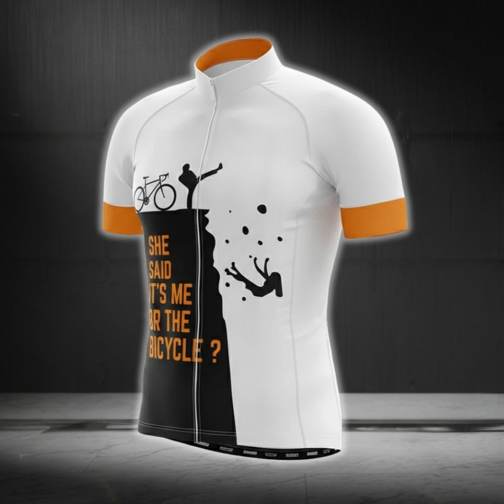 She Said Me It's Me Or The Bicycle Short Sleeve Cycling Jersey For Husband Boyfriend, Funny Cycling Jerseys CG0190