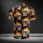 Flame Skull Cycling Short Sleeve Mens Jersey, Skull Cycling Jersey For Mens CE0030