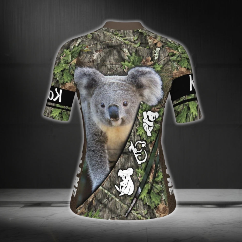 Custom Camo Koala Short Sleeve Women's Cycling Jersey, Custom Koala Cycling Jerseys CG0347