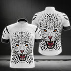 Black And White Leopard Cycling Short Sleeve Jersey For Mens, Leopard Cycling Jerseys CG0220