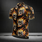 Flame Skull Cycling Short Sleeve Mens Jersey, Skull Cycling Jersey For Mens CE0030